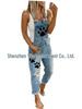 Hochwertiger bedruckter Damen-Latzhose mit Rissen, geradem Bein - Europäischer & Amerikanischer Stil