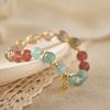 Natural Crystal Aquamarine Bracelet Female Strawberry Crystal Golden Hair Crystal Gray Moonstone Bead Beaded Bracelet