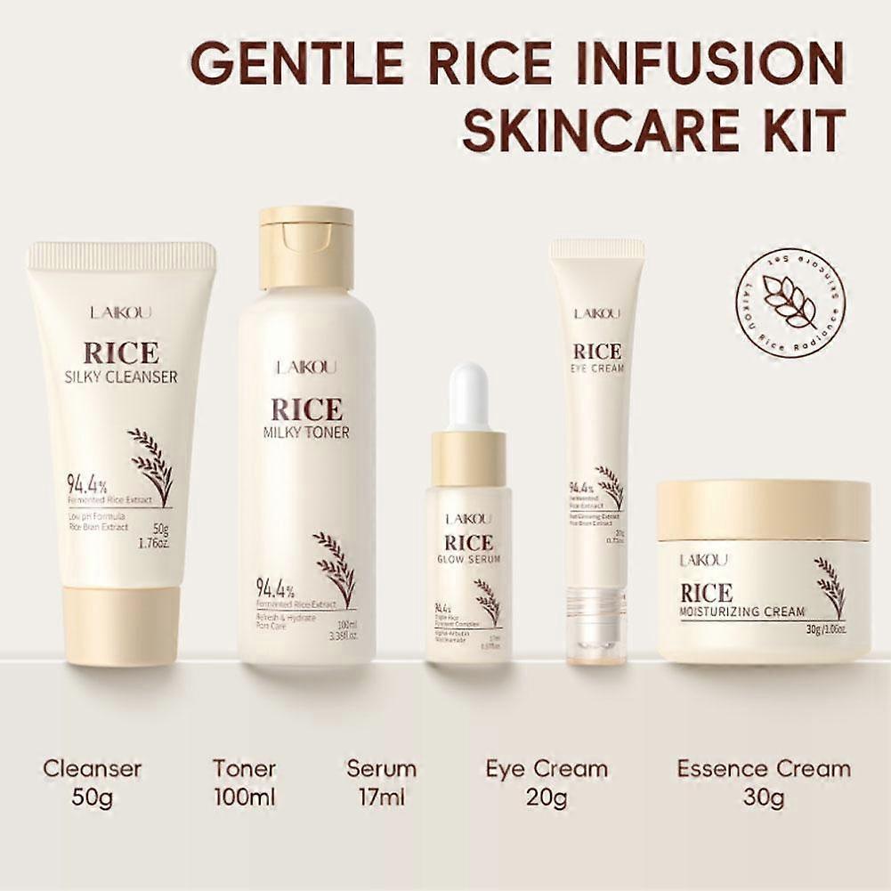 Rice Skincare Set Anti Aging Remove Wrinkle Fine Line Glowing Skin Firming Care