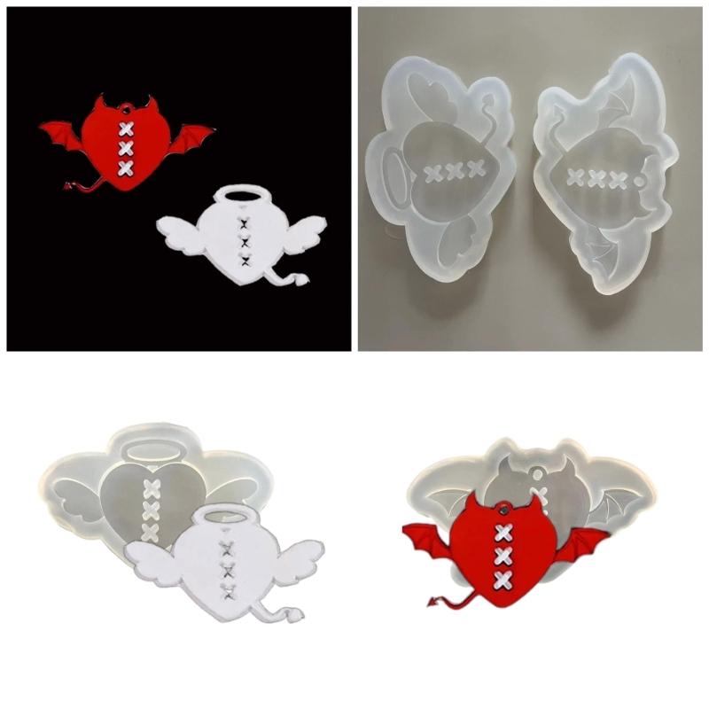 Angel Wing Keychain Pendant Molds Silicone Epoxy Resin Mold Chocolate Cake Clay Making Tool DIY Necklace Jewelry Mould
