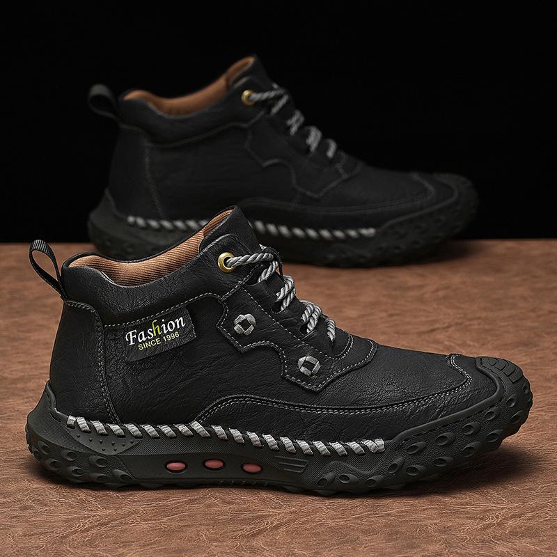 

39-48 Мужские осенне-зимние ботинки, высокие, кожаные, для улицы, ручной работы, ботильоны, противоскользящие мужские ботинки 48