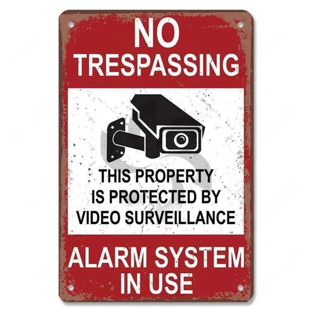 Warning CCTV Tin Signs Metal Plaque Notice 24 Hour Security Camera Vintage Poster Metal Plate Wall Decor for Mall Shop Bar Ho