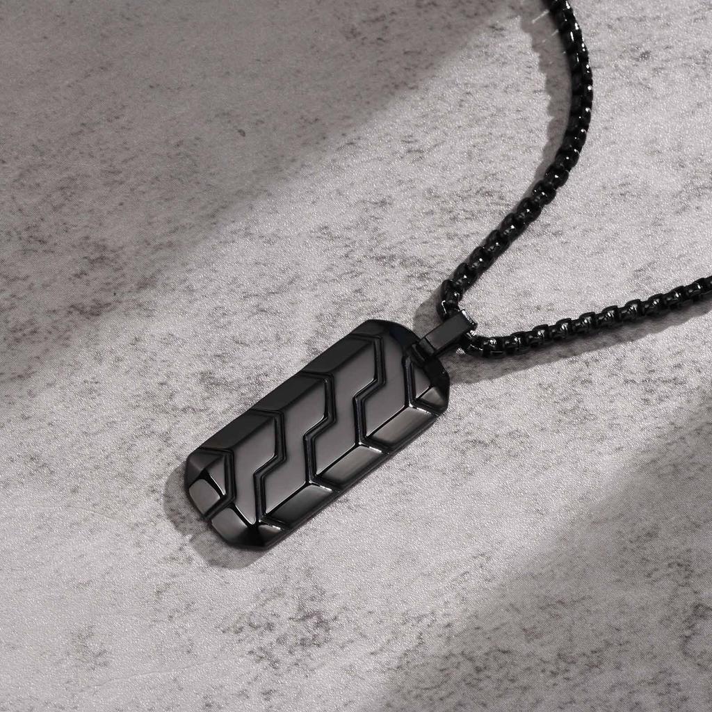 Vnox Piccoli Ciondoli Medagliette Militari Collane per Uomo Ragazzi, Acciaio Inossidabile Colore Nero Argento Medaglietta Militare con Catena a Scatola Regalo per Lui