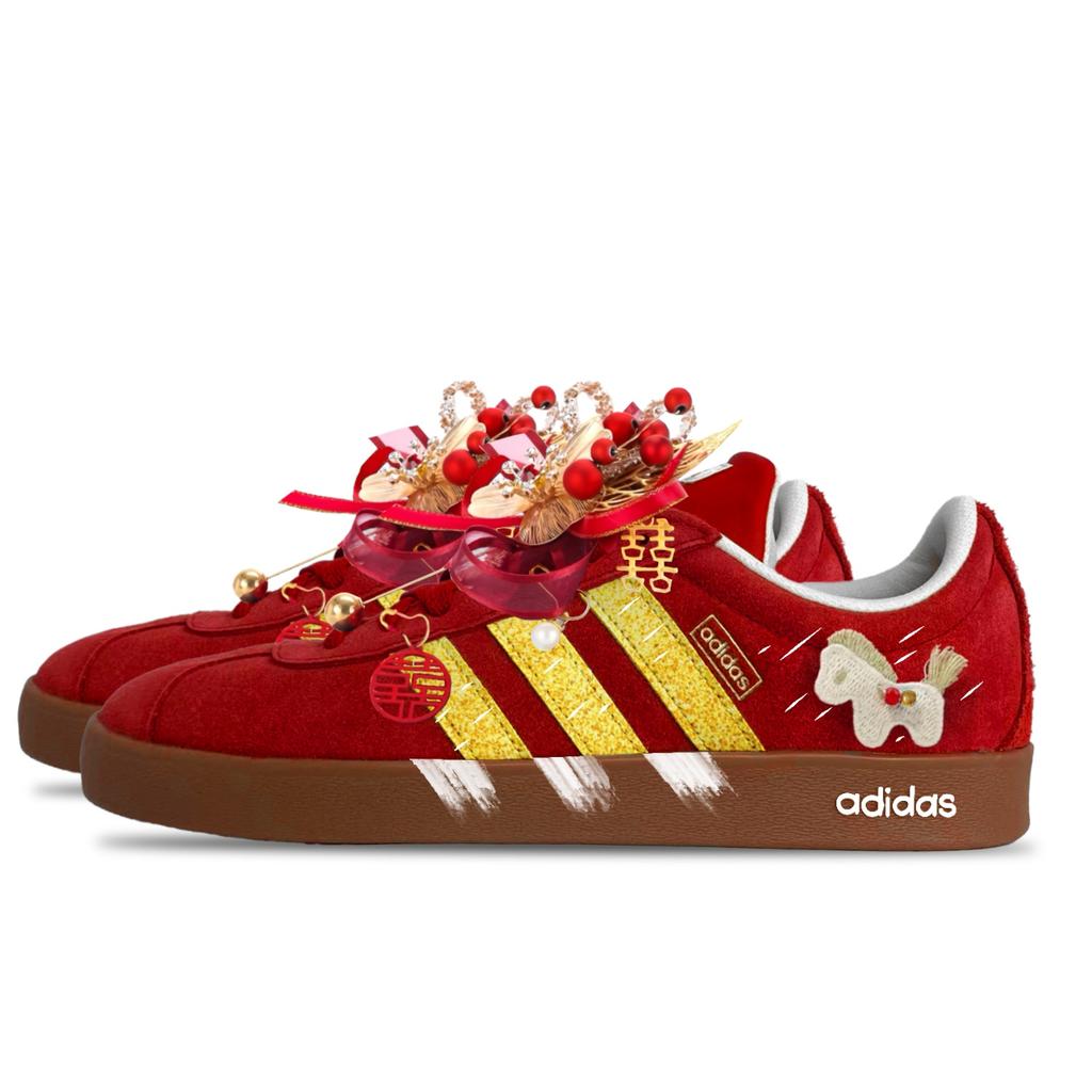 adidas Vl Court Classic Abriebfest, Leicht und Atmungsaktiv Niedrige Skateboard-Schuhe Unisex KK3774(team1658-)