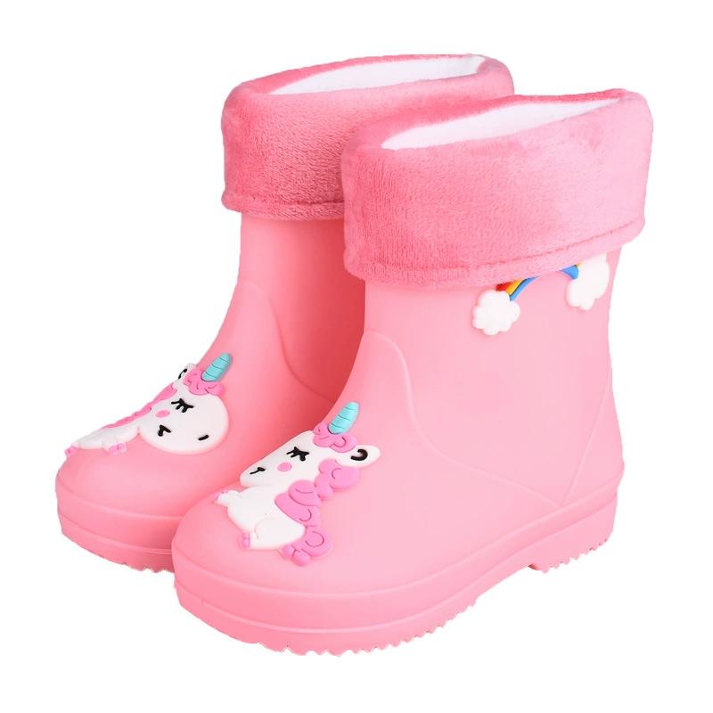 Children's Rain Boots, Girls' Drawstring with Fleece, Boys' Anti Slip Water Shoes, Cartoon Cute Rain Boots, Children's Rain Shoes