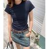 Summer Solid Color Spice Girl White Short-sleeved T-shirt Women's Korean Version Versatile Slim-fitting and Thin Round Neck Tight Bottoming Shirt