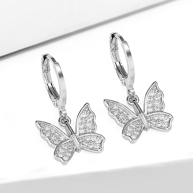 

ZAKOL Trendy Butterfly Zirconia Stud Earrings For Women Girls Metal Crystal Ears Accessories Party Birthday Daily Zircon