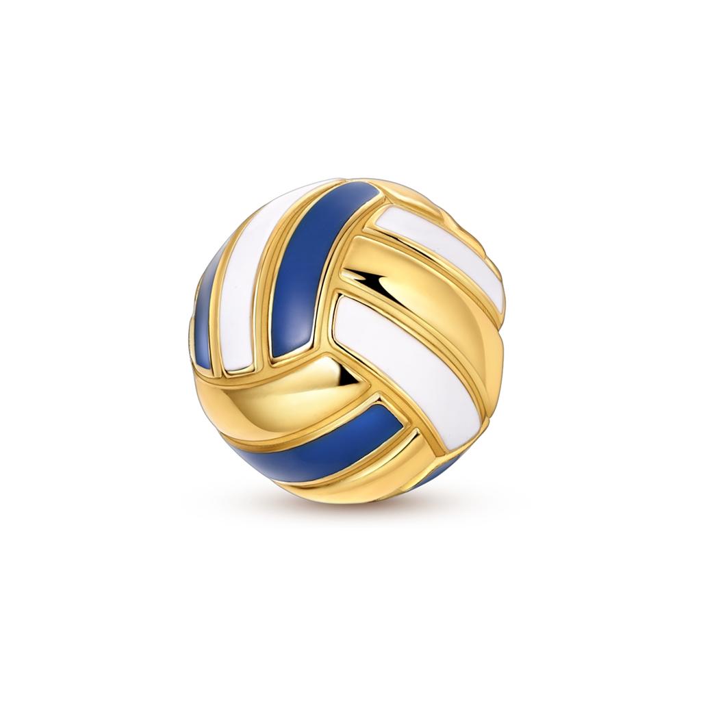 925 Silver Charms Beads Sport Basketball Football Tennis Volleyball Golden Pendant Fit Women Girl Fine Jewelry