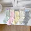 Stacked Socks Children's Bud Medium Tube Women's Socks Bow Cute Small White Leather Shoes Medium Long Socks