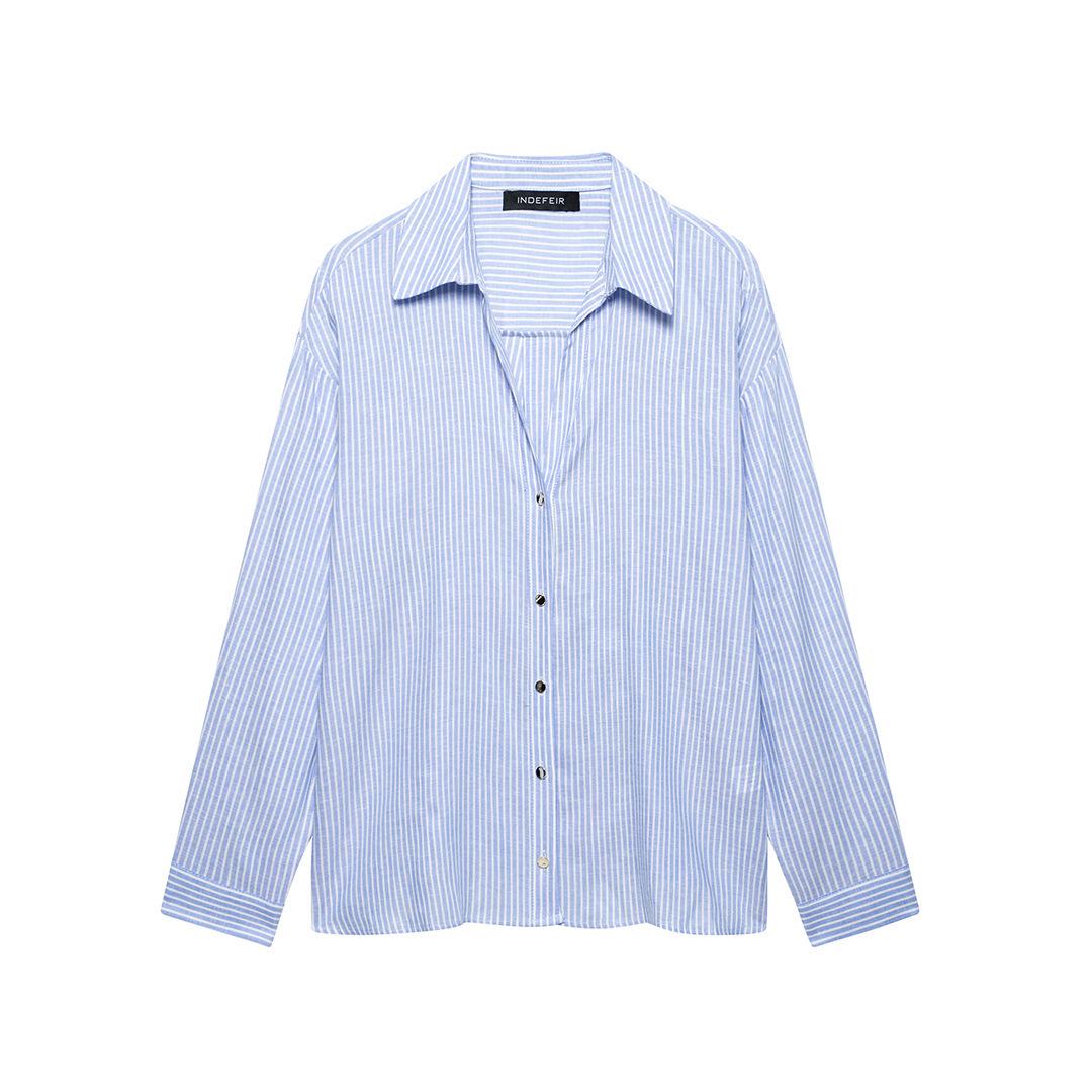 

TAOP&ZA Spring/Summer Women s Striped Linen Blend Shirt L