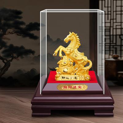 Yousheng Golden Horse Figurine Bring Good Luck Wealth Chinese Style Horse Statue Fengshui Decoration Home Office Desktop Ornament