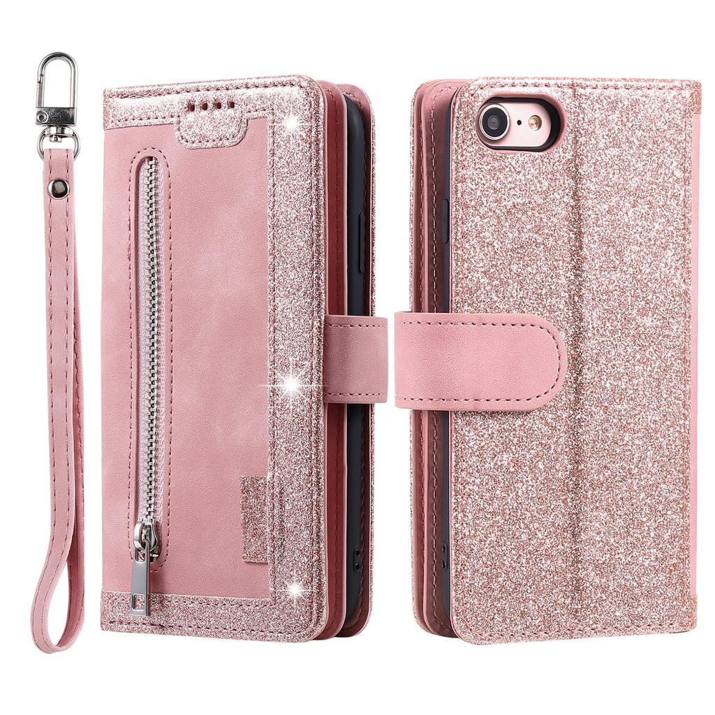 For iPhone 16e Case PU Leather Phone Cover with Zipper Wallet 9 Card Slots