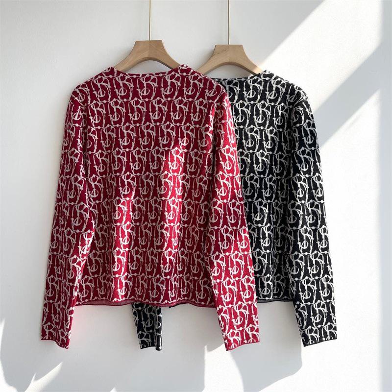 BRD Red Wool Blend Cardigan Sweater - Single-breasted, Long Sleeve, Women's Knit Top for New Year