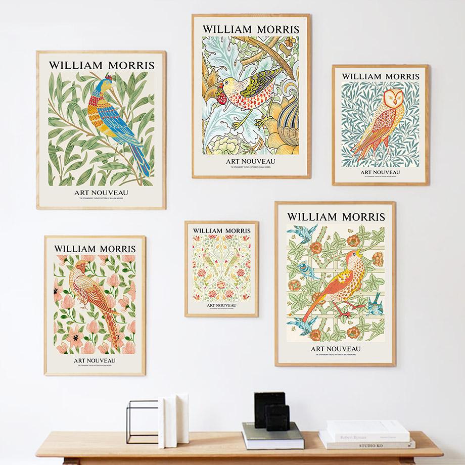 William Morris Abstract Peacock Bird Owl Wall Art Canvas Painting Nordic Posters And Prints Wall Pictures For Living Room Decor