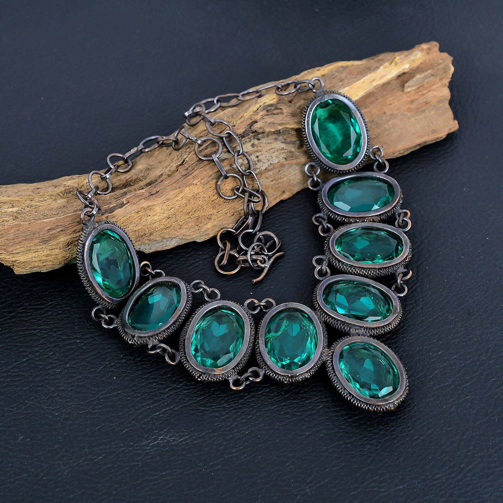 

Ожерелье с индиголитом, Ожерелье из натурального драгоценного камня, обернутое медной проволокой 999 пробы, Украшения ручной работы, Подарок на годовщину и день рождения для нее