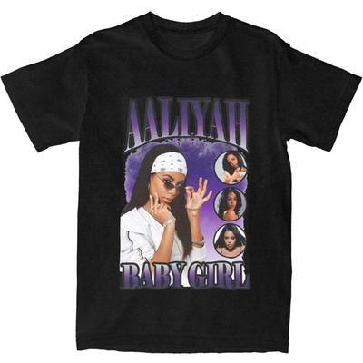 A-Aaliyah T-Shirt Mädchen Lila Mode T-Shirts Kurzarm Ästhetisches T-Shirt Sommer Baumwolle O-Ausschnitt Übergroßes Top Tees