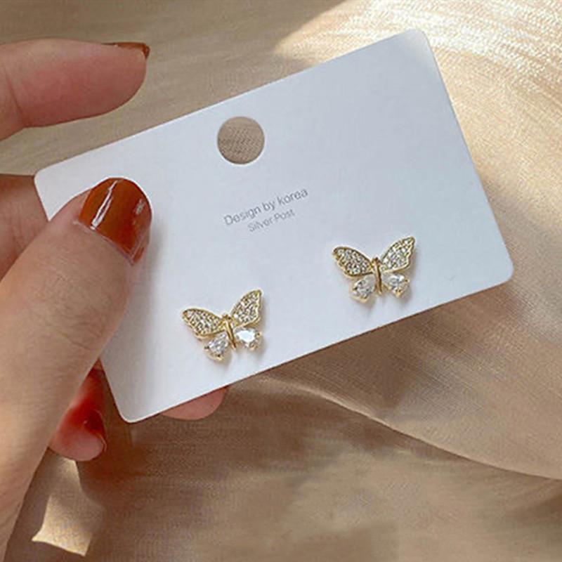 Korean New Fashion Butterfly Earrings For Women 2026 Punk Rhinestone Style Cute Girl Zircon Stud Earrings Kpop Jewelry