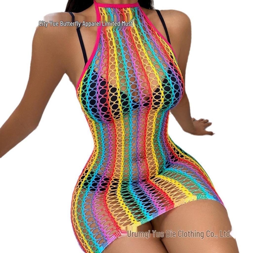 High Elastic See-Through Fishnet Lingerie - Color Stripe Series YDC07