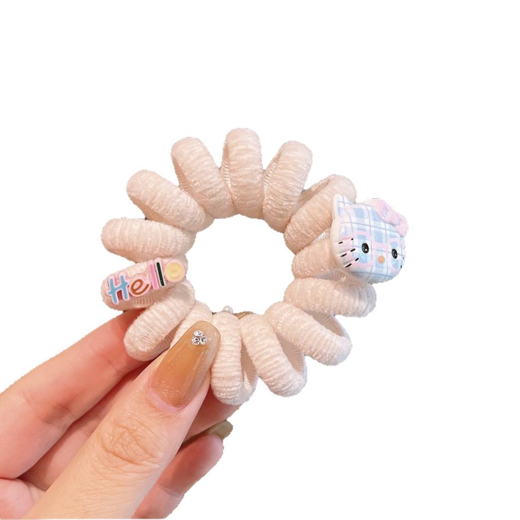 Cute Four-Leaf Clover Lucky Kitten Hair Band Funny Cartoon Expression Cat Hair Rope Girl Ball Head Versatile Headrope