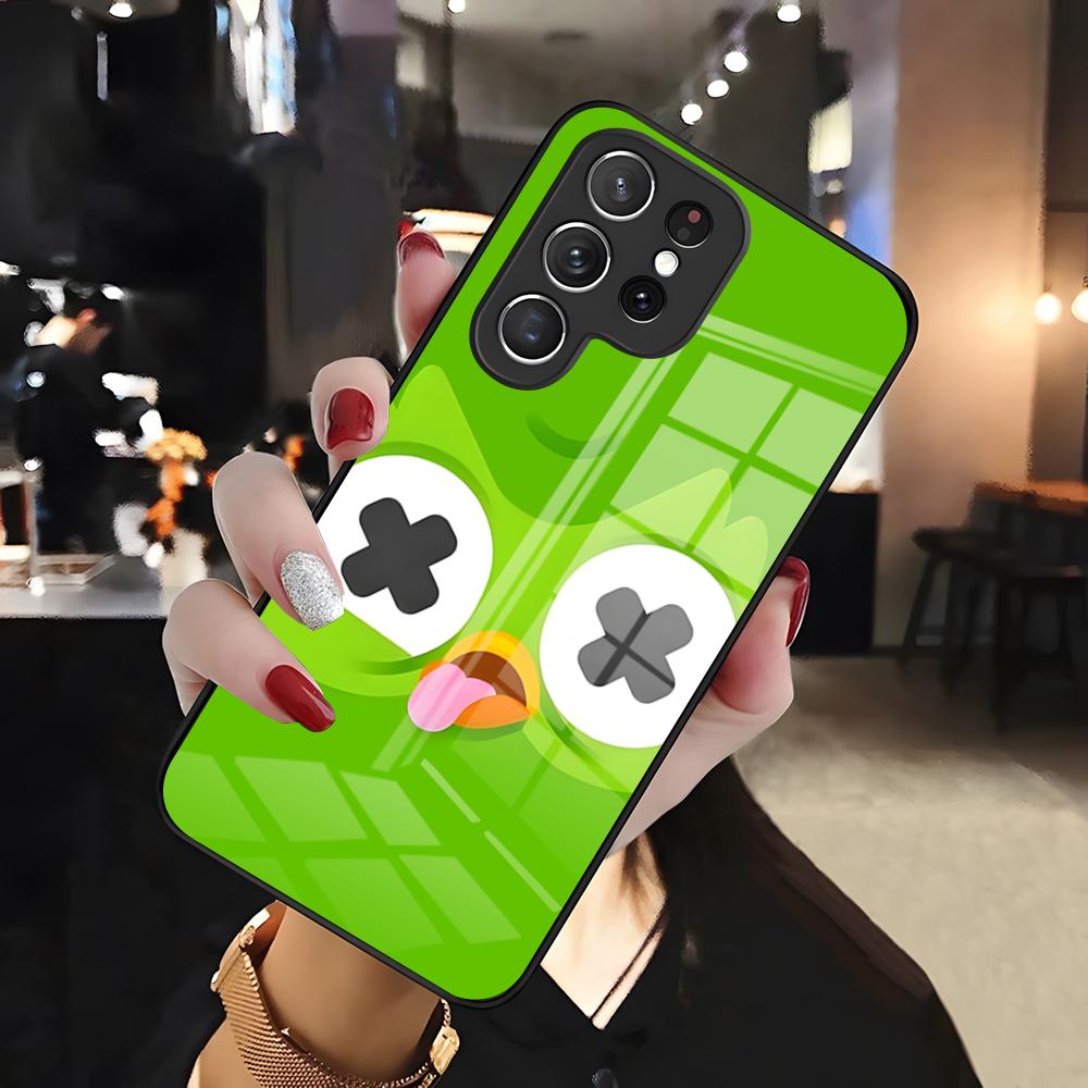 

Duolingo Owl Phone Case For Samsung S26 S25 Edge Ultra 24 23 22 21 Ultra Plus Fe A55 56 15 4G 5G Glass Cover Galaxy S25 Edge