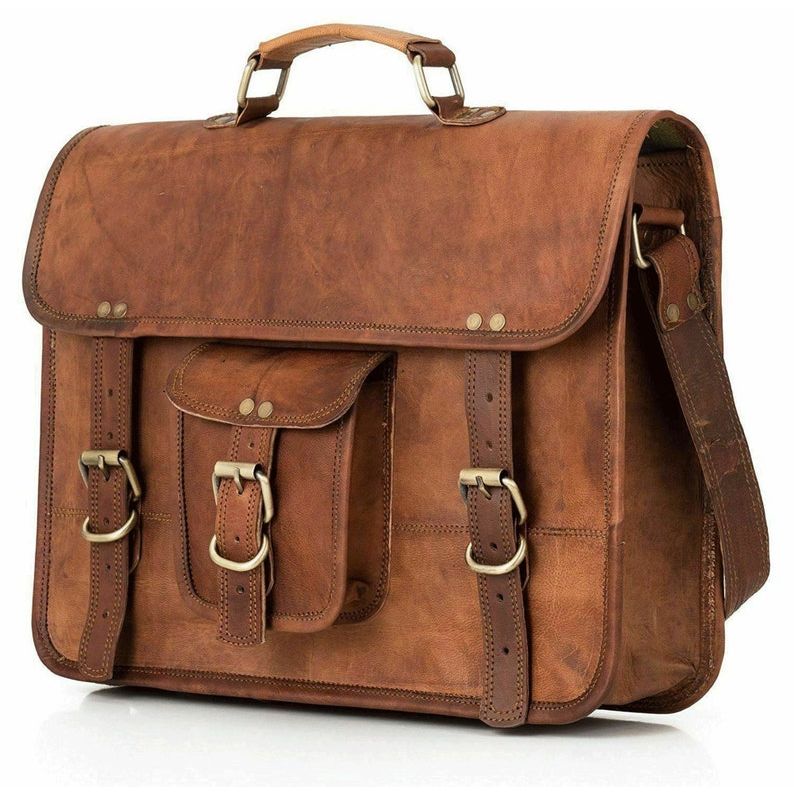 

Кожаный портфель-мессенджер для ноутбука для мужчин, кожаная сумка-слинг, кожаная сумка через плечо, идея для подарка 18 x 14 x 6 in