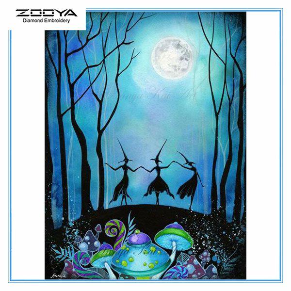 

ZOOYA DIY 5D Полный Дрил Бриллиант Живопись Хэллоуин Луна Вышивка Крестиком Мозаика Живопись Домашний декор