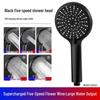 Black Lotus High-Pressure Shower Head with Five Functions and Large Panel