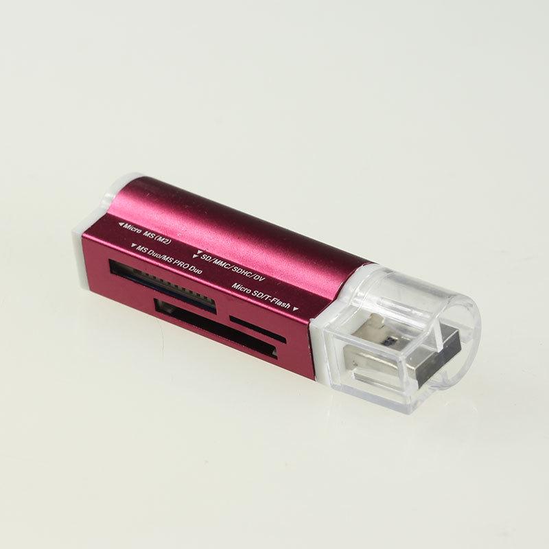 All-in-One Aluminum Alloy High-Speed SD/TF/MS/PSP Card Reader for Mobile Phones and Cameras