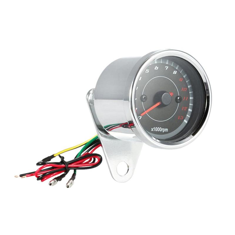 Universal Motorcycle Tachometer Gauge LED Backlight 0 to 13000RPM Metal 12V for Motorcycle Headlight