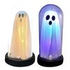 LED Ghost Decoration Halloween Indoor Light Up Ghost in Glass Cloche for Home Kitchen Mantel Tabletop Decor