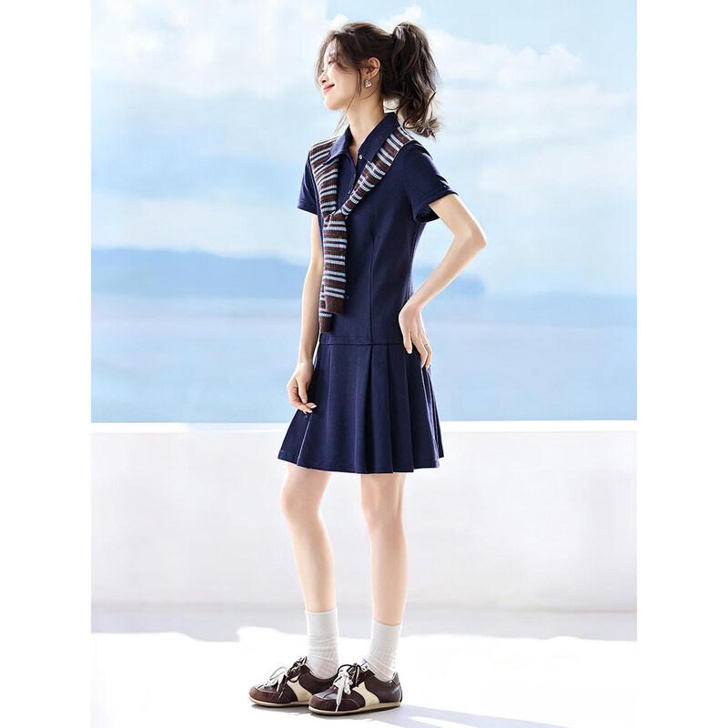 

Women s Tennis Style Pleated Polo Mini Dress S