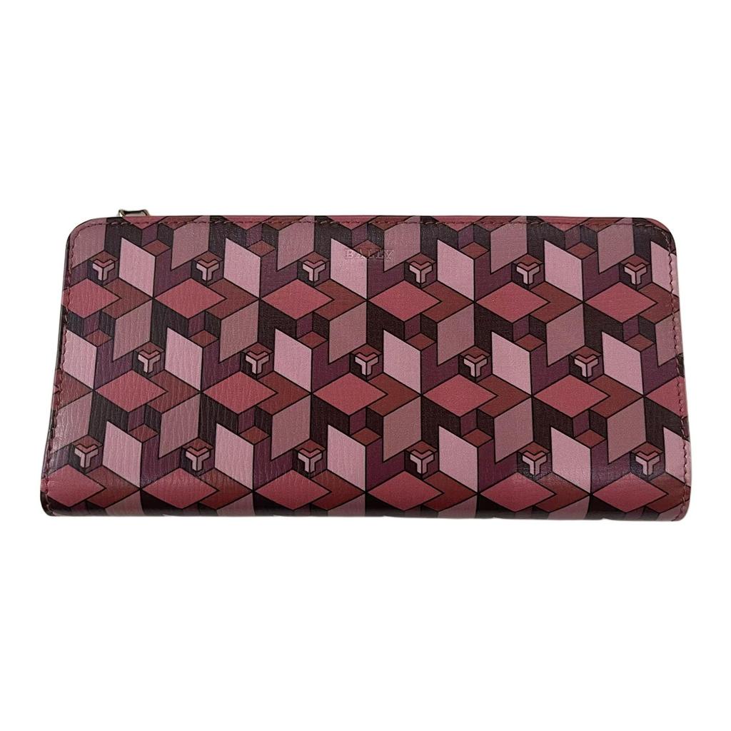 Bally Classic Womens Series Leather Clutch Wallet Women Wallet Rose-Red 6219799
