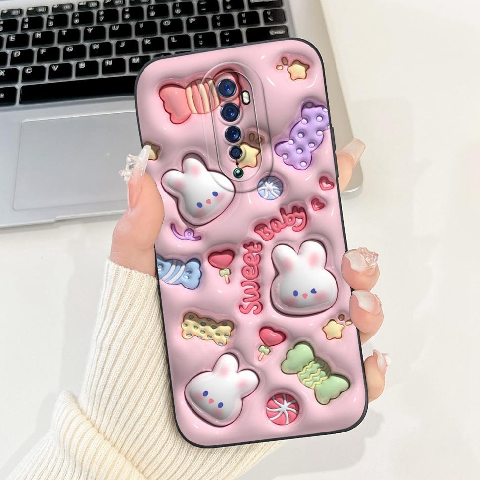 For Oppo Reno 2 2F Case Cute Rabbit Painted Cover Soft Silicone TPU Phone Cases For Oppo Reno2 F Reno 2F Back Cover Funda