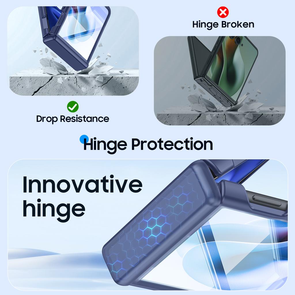 For Motorola Razr 60 Ultra Case,Hinge Protection,Built-in Screen Protector,Wireless Charging,Shockproof,Slim Rugged Protective Phone Case-Blue