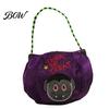 Halloween Gift Bag for Kids Trick or Treat Bucket, 9.8x5.9 Inch Pumpkin Witch Black Cat Plush Large Capacity Candy Holder Tote Bag, Soft Basket