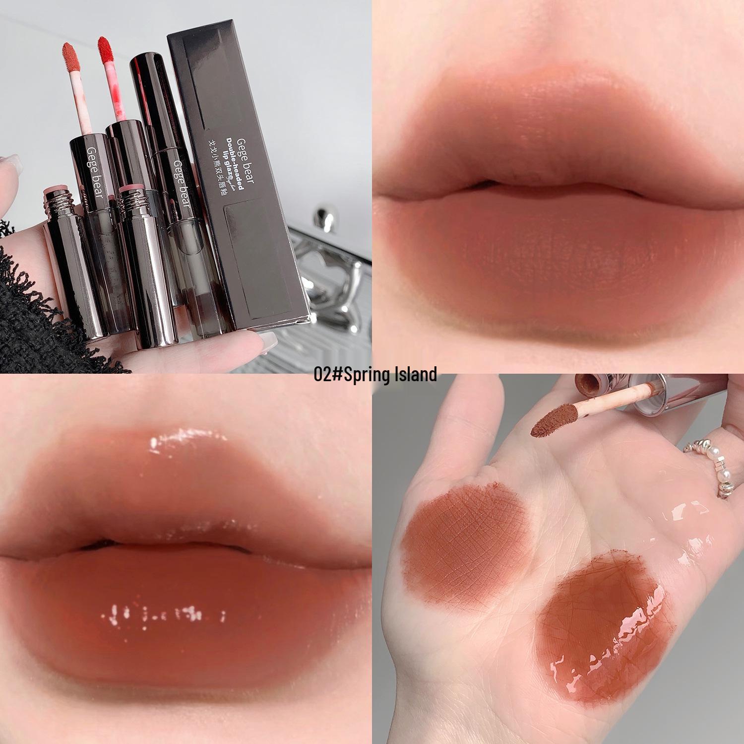 

Двусторонний блеск для губ Gege Gogo: Милое пигментированное масло для губ на весну/лето для деликатного, фальшивого нюдового макияжа. 2.2g x 2