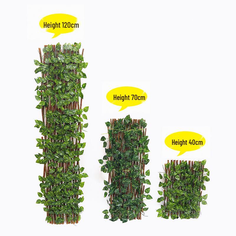 Retractable Grille with Faux Greenery for Balcony or Garden Decoration