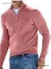 New Men's Autumn V-Neck Long Sleeve Plush Zipper Casual Polo Shirt