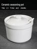 White Ceramic Seasoning Jar with Lid & Spoon - Creative Kitchen Condiment Holder
