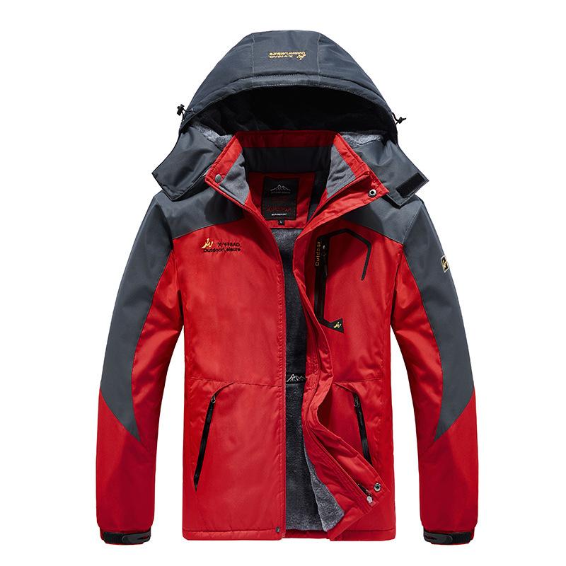 Autumn and Winter Men's Jacket Plus Velvet Thicken Plus Size Warm Windproof Waterproof Mountaineering Clothes