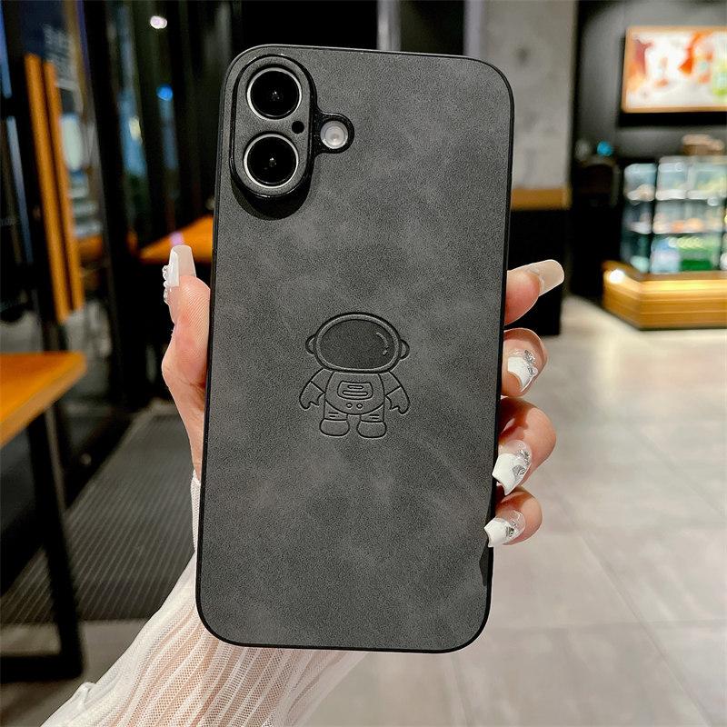 

Защитный чехол из ретро-кожи TPU с рисунком астронавта для iPhone 16, 15, 14, 13, 12, 11 Pro Max, 16 Pro, 15 Plus, задняя крышка, противоударный чехол iPhone 16 Pro Max чёрный