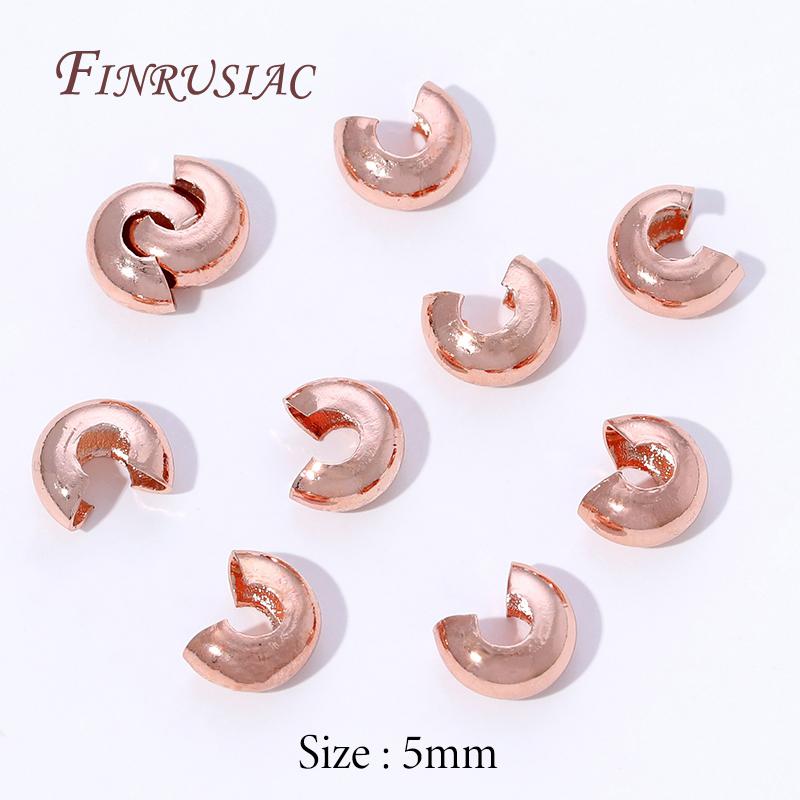 50/100Pcs 18K Gold Plated Crimp Covers,Round Covers Open Crimp End Beads,Stopper Spacer Beads For DIY Jewelry Making Supplies