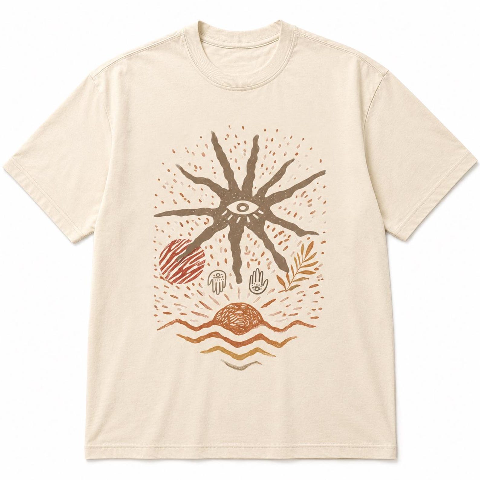 Boho Sun Eye Vintage Beach T-Shirt XL