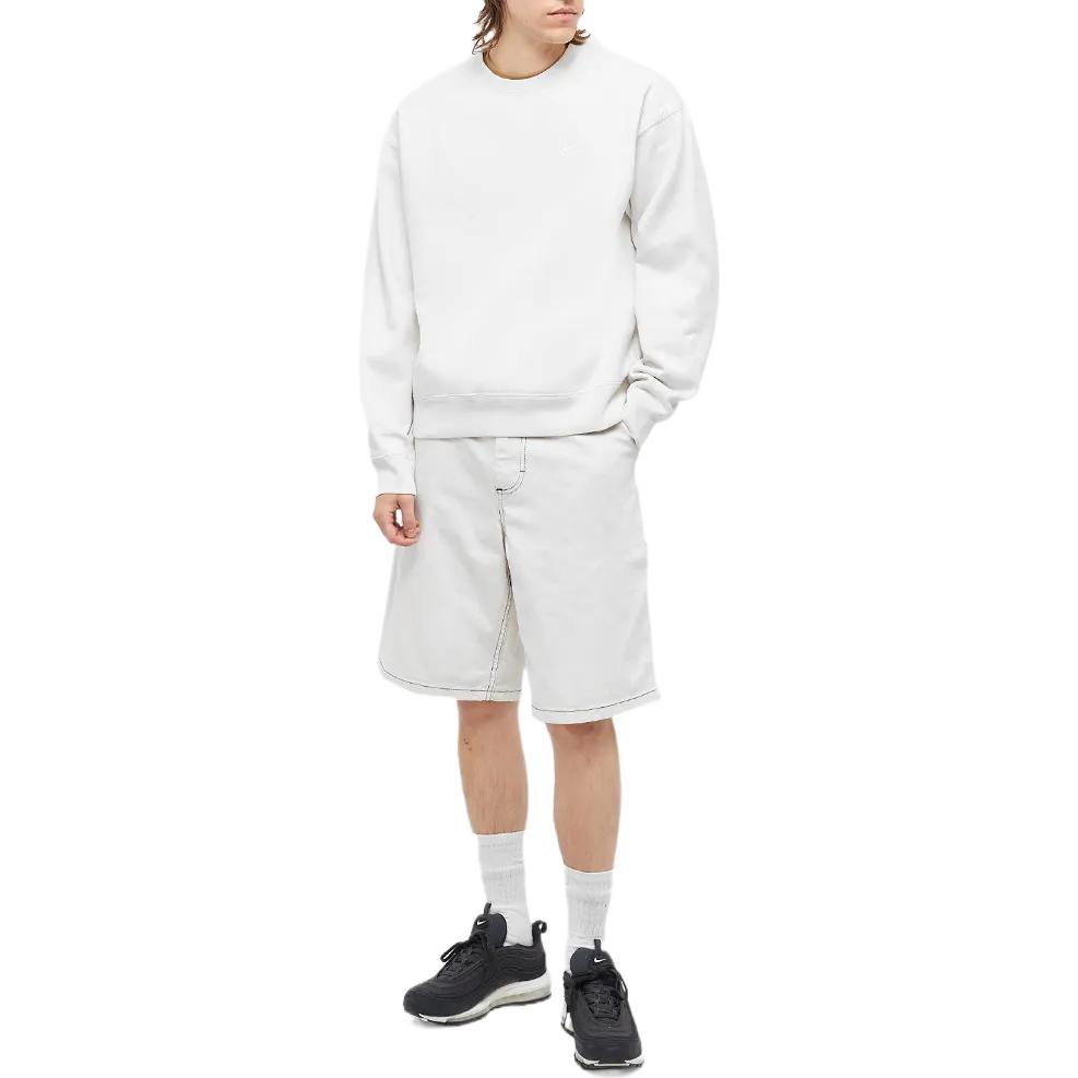 Nike Solid Color Embroidered Logo Crew Neck Pullover Sport Sweatshirt Men Tops White CV0554-030