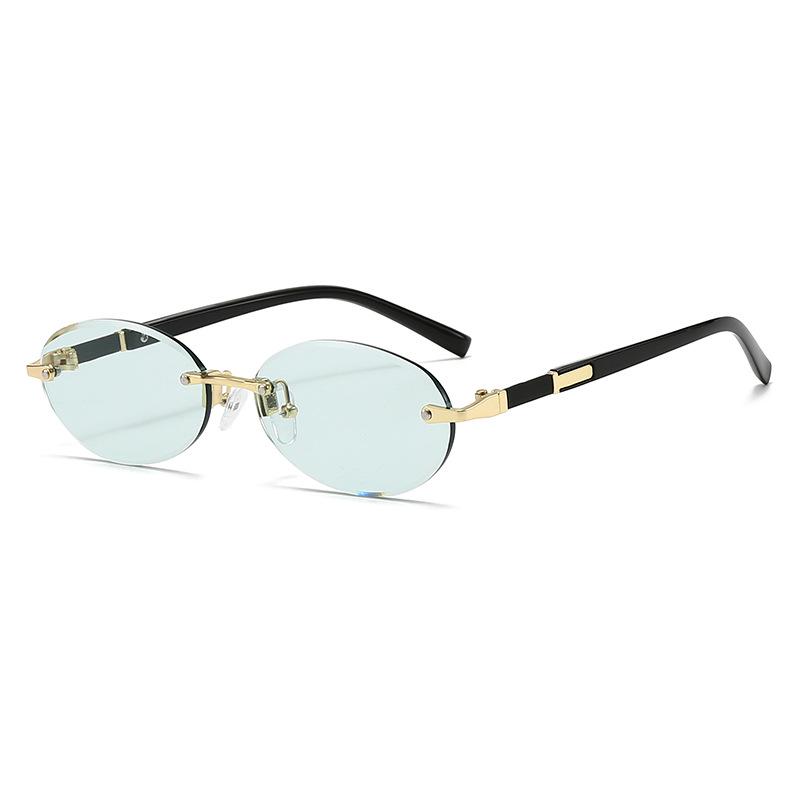 Trendy Frameless Oval Sunglasses - Hot Girl Hip-Hop Fashion Statement