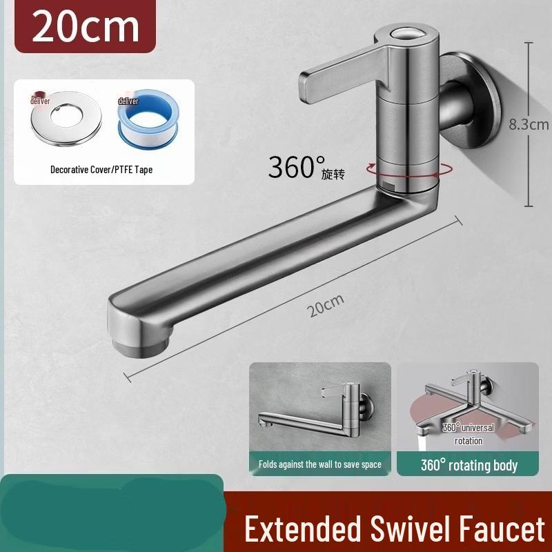 TLXT Wall-Mounted Hot Water Mop Sink Faucet