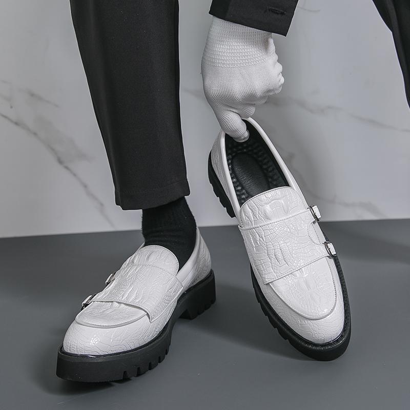 British Style Fashion Brand Men's Comfortable Thick Soled Pointed Loafers Spring New Breathable Business Casual Leather Shoes