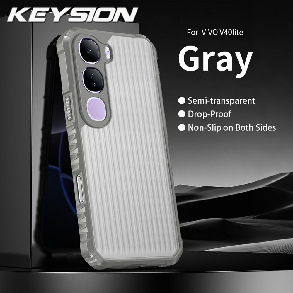 KEYSION Heavy Duty Shockproof Phone Case for VIVO V40 SE 80W V40 Lite Soft Silicone+PC Translucent Matte Back Cover for VIVO Y19S Pro Y200 5G