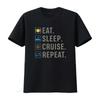 Cruise Holiday T Shirt Eat Sleep Repeat Vacation Vintage Washed Top For Everyday Wear Stretched Unisex Comfortable Versatile