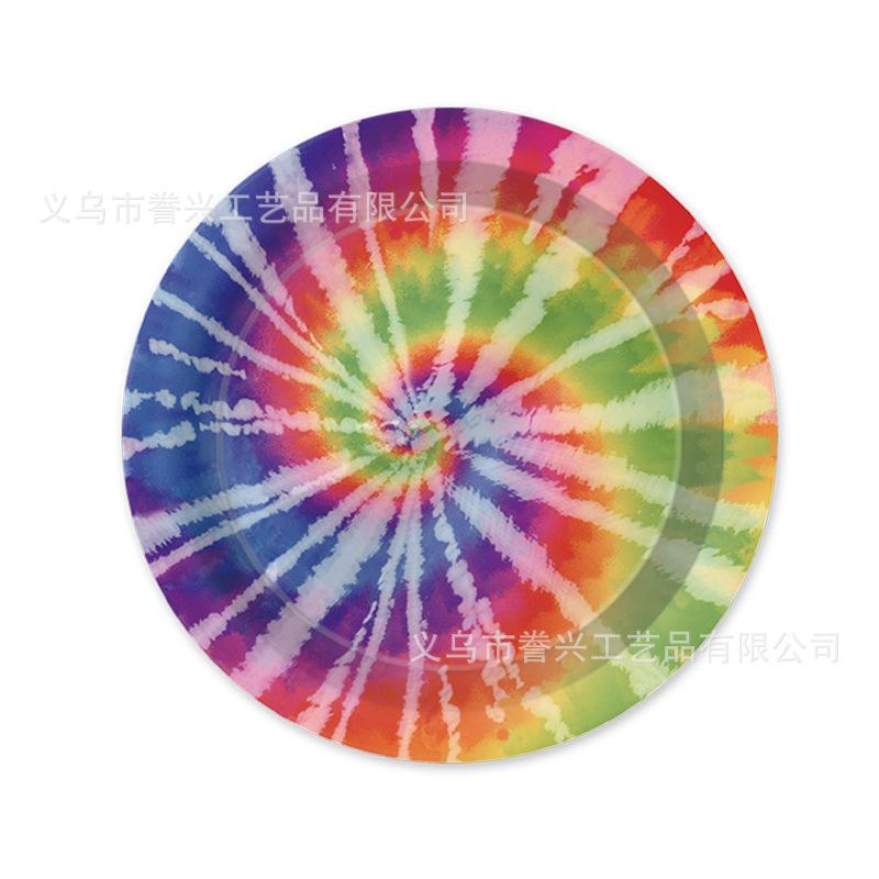 Tie-Dye Theme Party Tableware Paper Plates Paper Towels Birthday Supplies Colorful Rainbow Disposable Birthday Party